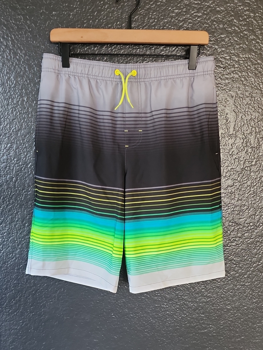 wonder nation Gray Shorts with Neon Yellow Drawstring Swim Shorts